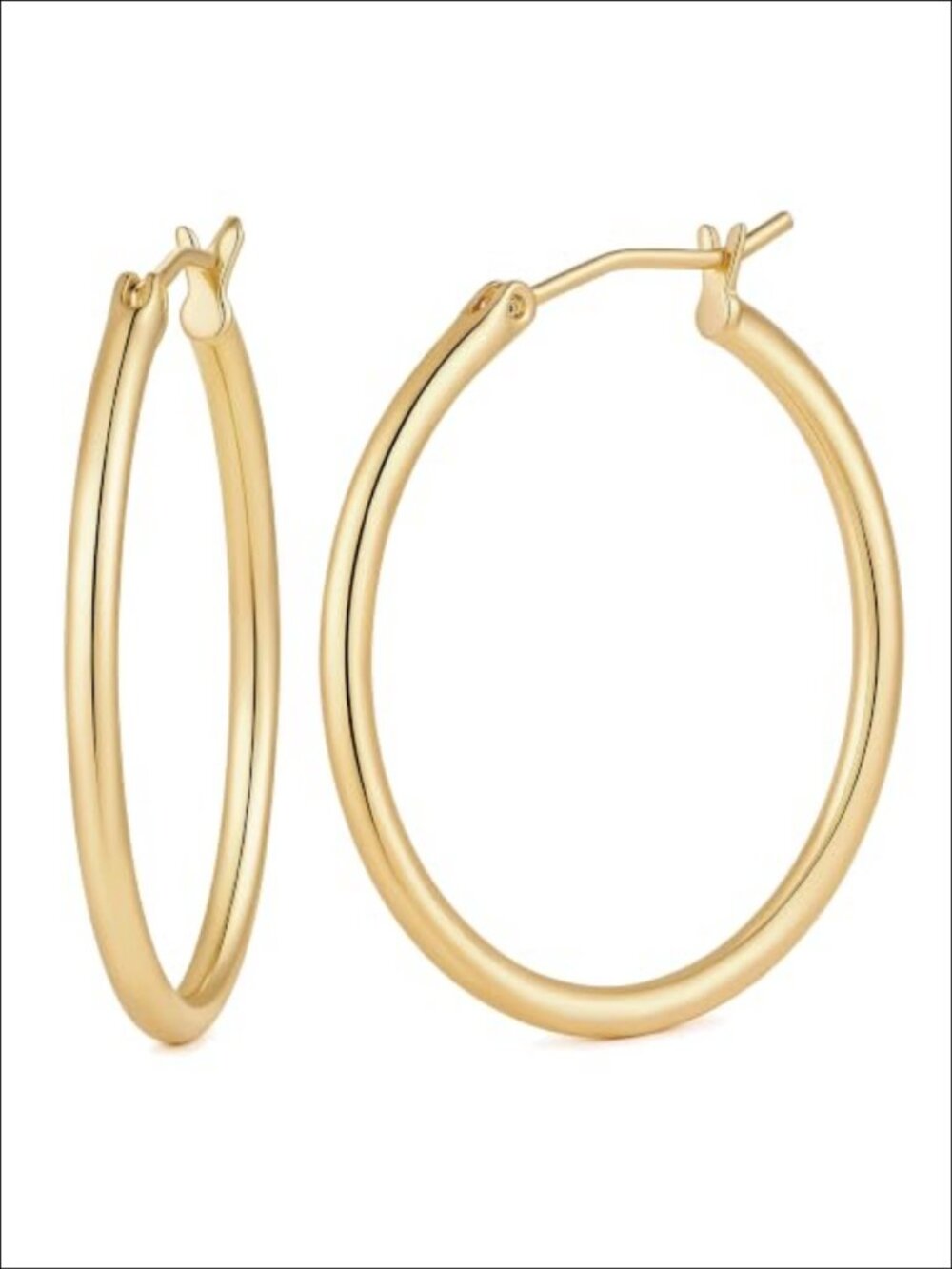 14K Gold Plated Hoop Earrings Thin Lightweight Hypoallergenic Women's Jewelry